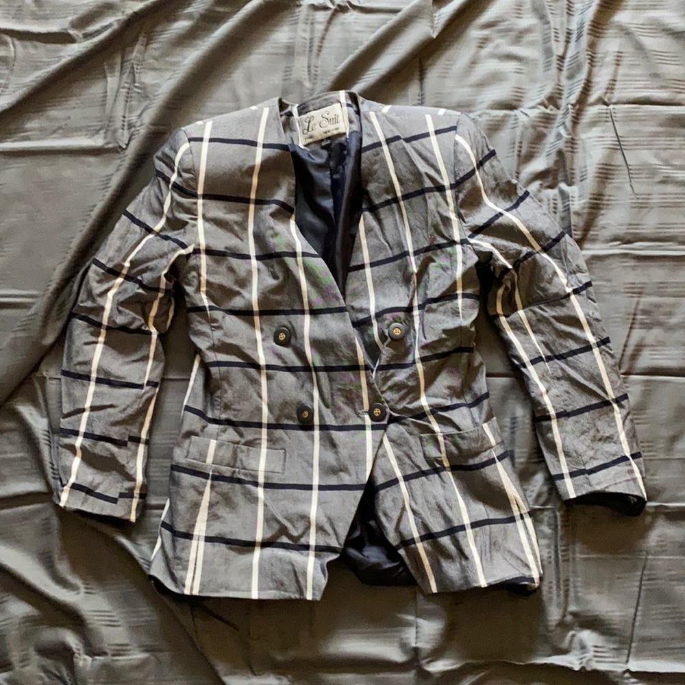 Vintage Preppy Plaid Le Suit Blazer
